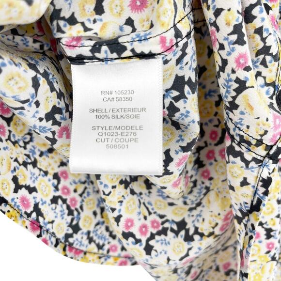 Equipment Femme Micro Floral Print Collarless Blouse Pink Multi in a Size Small - Picture 6 of 6